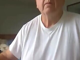 old man jerking his big dick